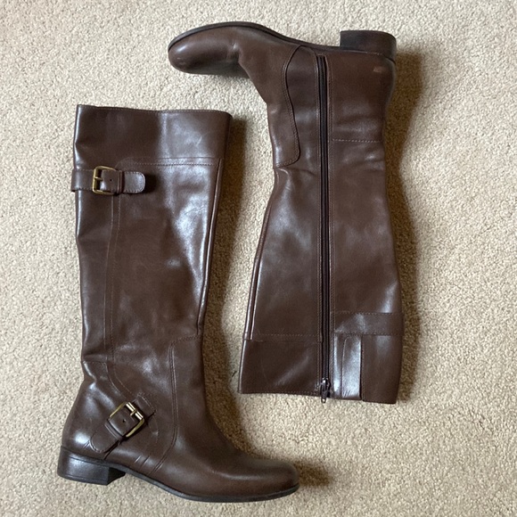Nine West Shoes - Nine West dark brown tall leather boots